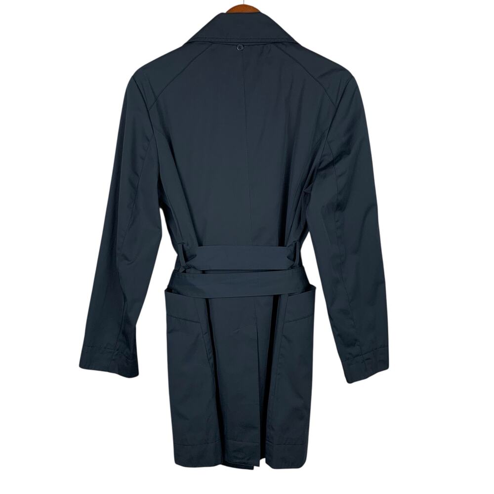 Michael Michael Kors Mid Length Trench Coat Black Belt Button Front Women's L - Picture 6 of 12